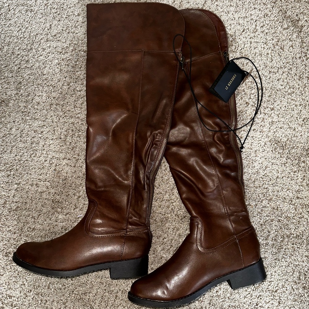 Forever21 Over The Knee Brown Boots